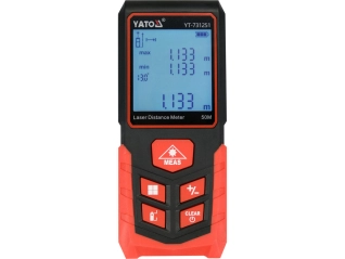 Дальномір лазерний YATO з LCD- дисплеєм, дальн- 50м, похибка ±2мм, виміри площі і об'єму живл- 2-ААА (YT-731251)