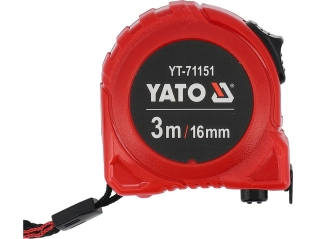 Рулетка YATO : L= 3 м x 16 мм. сталева стрічка з нейлоновим покриттям. подвійне блокування (YT-71151)