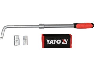 Ключ для колес телескопический YATO L-образный, квадр- 1/2″, 2 насадки: М17х19 и М21х23, l= 385-530 мм (YT-08040)