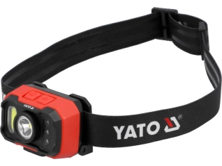 Ліхтар на чоло діодний з дат YATO; 8Вт, живл. Li-Po акумул 3,7 В, 1,2 АГод, режими: 1000/ 500/ 100Lm (YT-085942)
