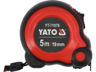 Рулетка YATO : L= 5м x 19мм,з сталевою стрічкою, нейлоновим покриттям, подвійним блокуванням (YT-71076)