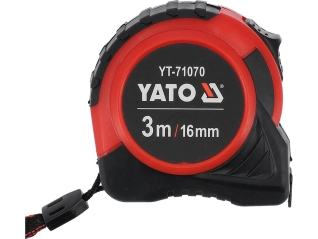 Рулетка YATO : L= 3 м x 16 мм, з сталевою стрічкою, нейлоновим покриттям (YT-71070)