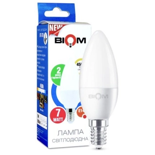 Светодиодная лампа Biom BT-570 C37 7W E14 4500К матовая (00-00001428)