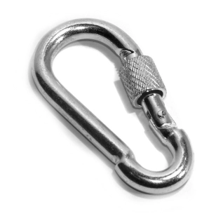 Карабін з фіксатором муфтовий 9 мм DIN 5299D білий цинк такелаж трос ланцюг