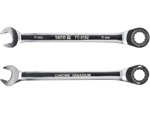 Ключ рожково-накидной YATO с трещоткой : CrV, М= 11 мм, L= 165 мм (YT-0192)