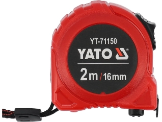 Рулетка YATO : L= 2 м x 16 мм. сталева стрічка з нейлоновим покриттям. подвійне блокування (YT-71150)