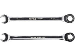 Ключ рожково-накидной YATO с трещоткой : CrV, М= 9 мм, L= 130 мм (YT-01909)