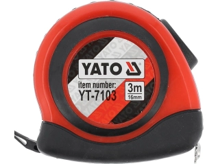 Рулетка YATO : L= 3 м x 16 мм. з нейлоновим покриттям, магнітним наконечником (YT-7103)