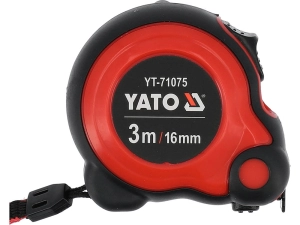 Рулетка YATO : L=3м х16мм, з сталевою стрічкою, нейлоновим покриттям, подвійним блокуванням (YT-71075)