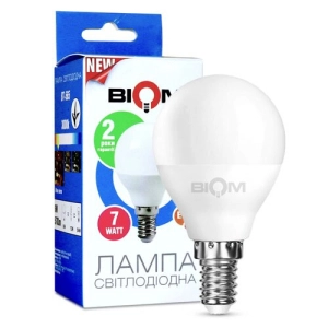 Светодиодная лампа Biom BT-566 G45 7W E14 4500К матовая (00-00001420)