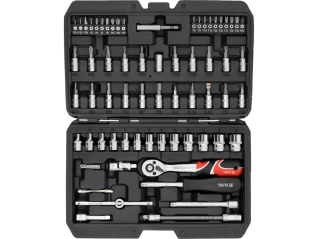 Набір головок торцевих і насадок викруткових YATO: квадрат 1/4″ з прикладними інструментами 68 шт. (YT-14502)