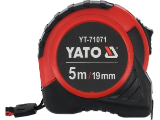 Рулетка YATO : L= 5 м x 19 мм, з сталевою стрічкою, нейлоновим покриттям (YT-71071)